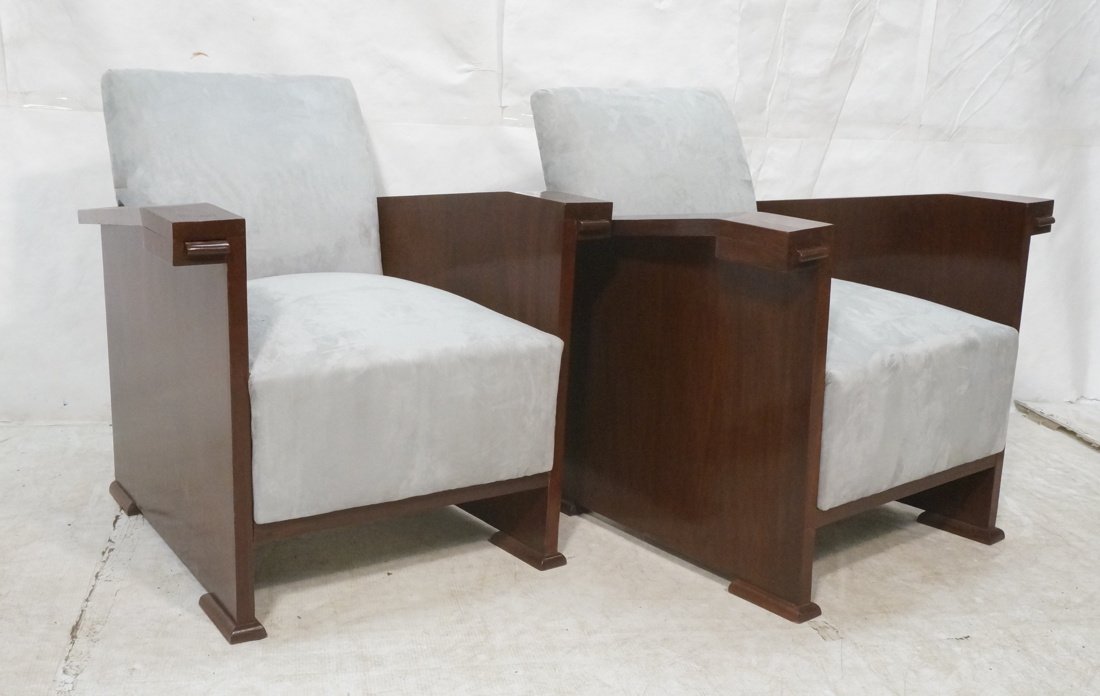 Pr Art Deco style Modernist Lounge Chairs. Dark w (1 of 10)