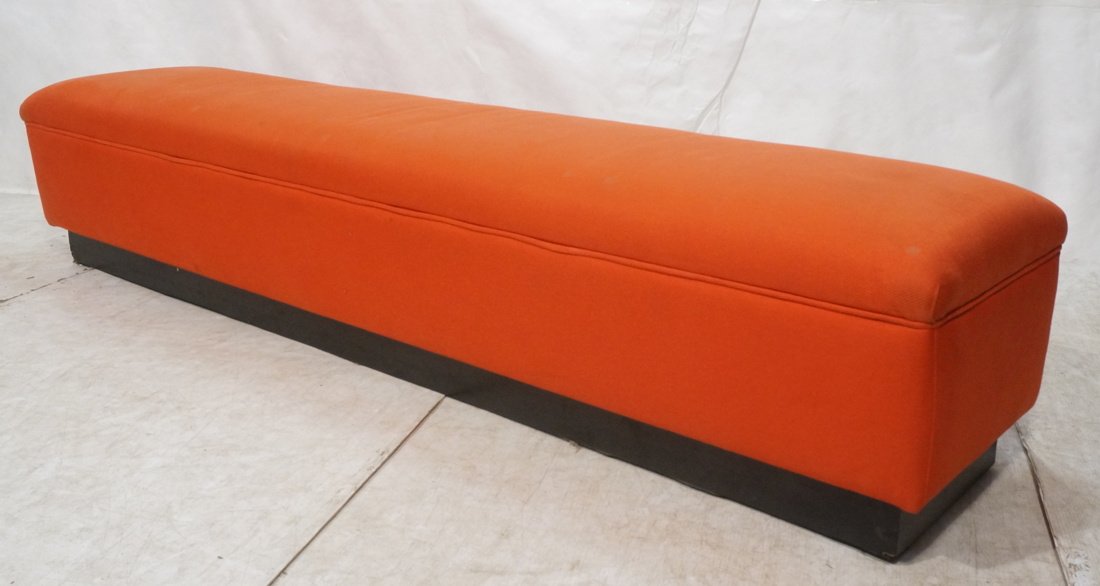 Long Horizontal Red Fabric Bench. Black base. (1 of 9)