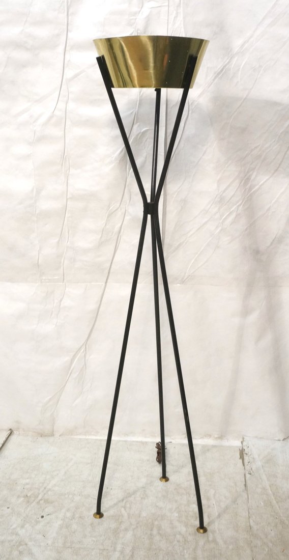 Brass & Black Iron Torchiere Floor Lamp. Modernis (1 of 7)