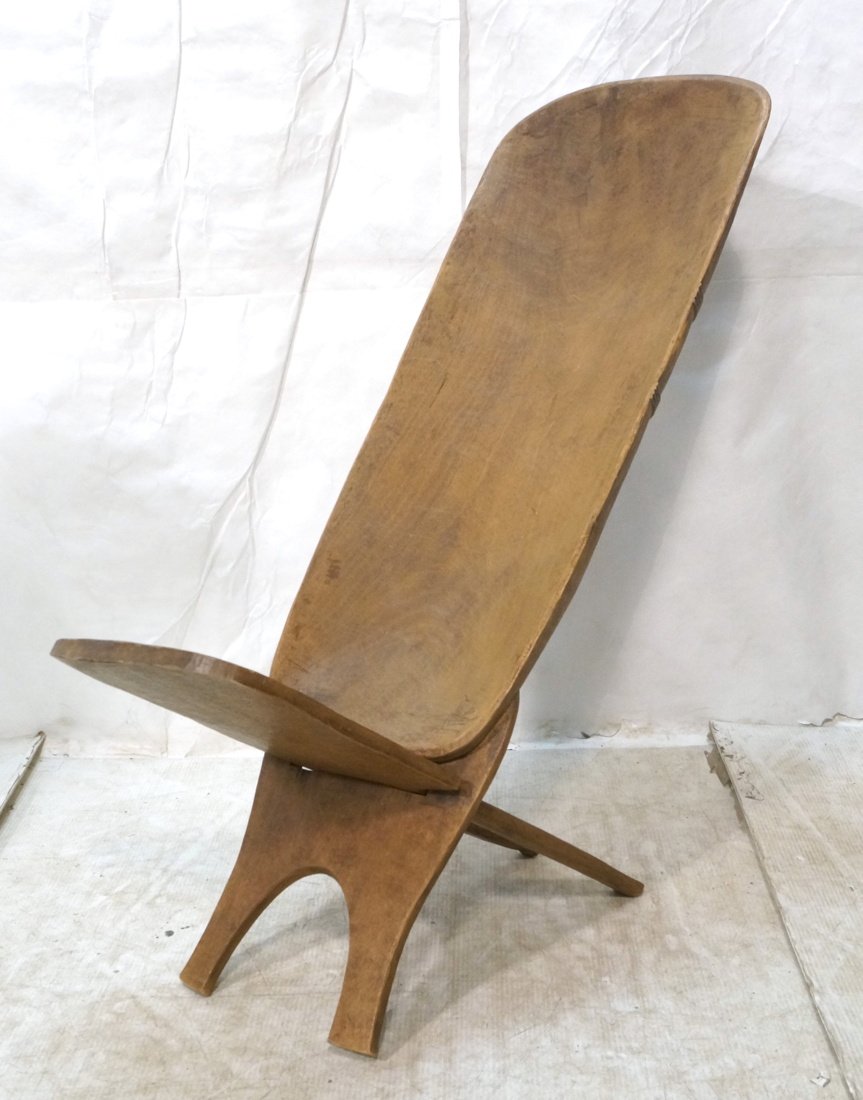 2 Part Carved Wood Tribal Ethnic Chair. Carved Cr (1 of 9)