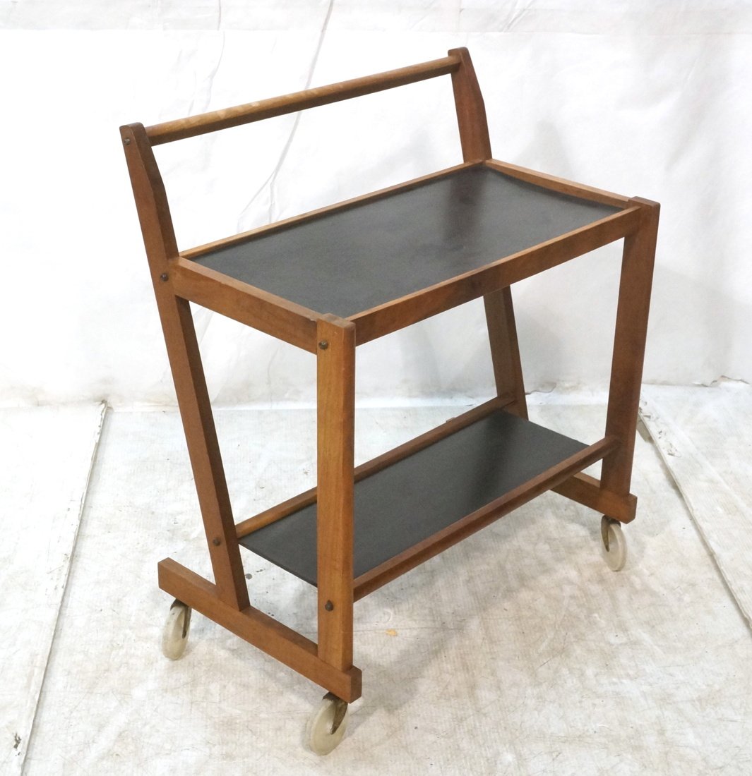Rolling Modernist Tea Bar Cart. Teak modern two b (1 of 9)