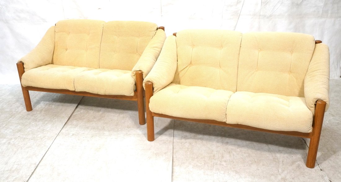 Pair Danish Modern Teak Loveseat Sofas.  Heavy Te (1 of 6)