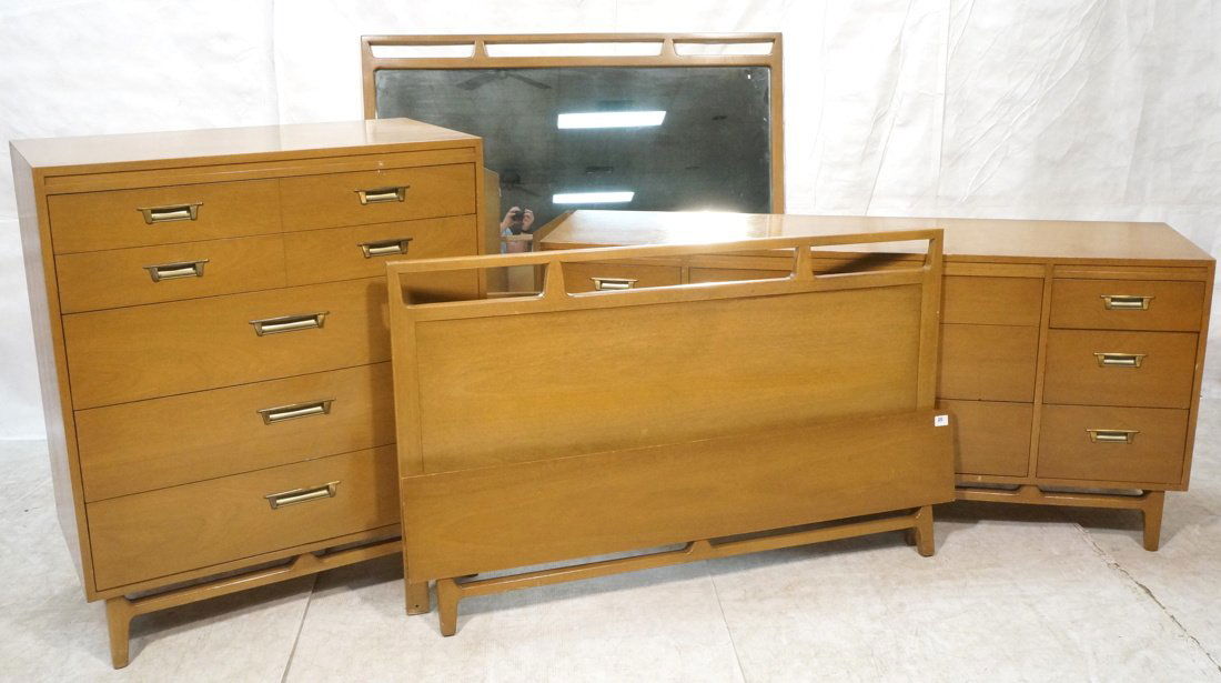 American Modern Walnut Bedroom Set.  Tall Chest, (1 of 10)