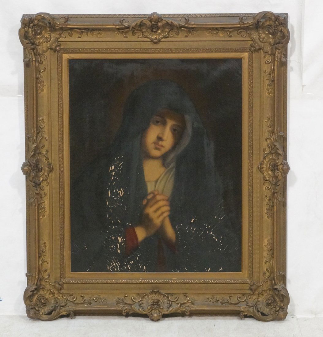 Large Antique Oil Canvas Portrait Painting. Solem (1 of 10)