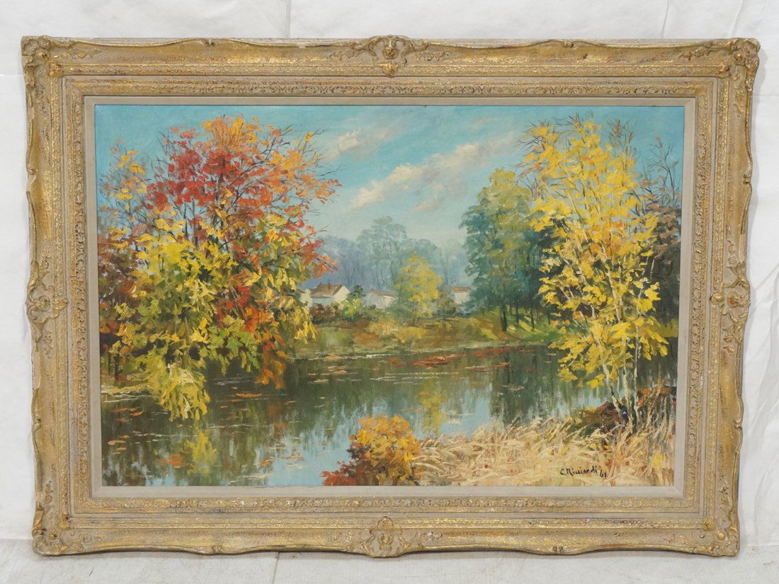 CAESARE RICCIARDI Oil Painting. "River Landscape (1 of 9)