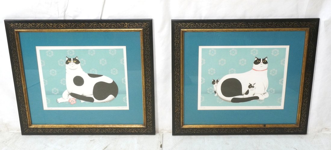 2pc JAN BALET Cat Prints. Black & White Cats Port (1 of 8)