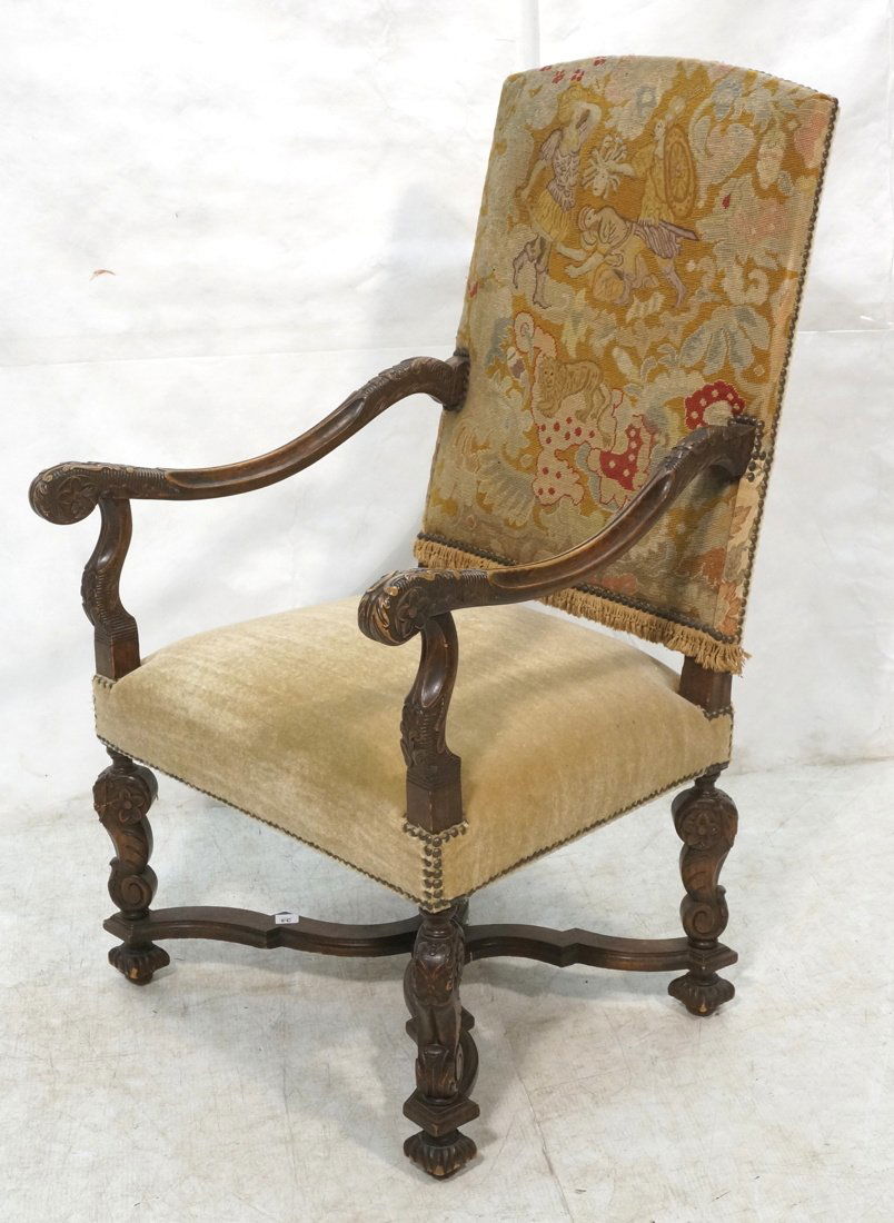 Antique Continental Needlepoint Arm Chair. Mythol (1 of 9)
