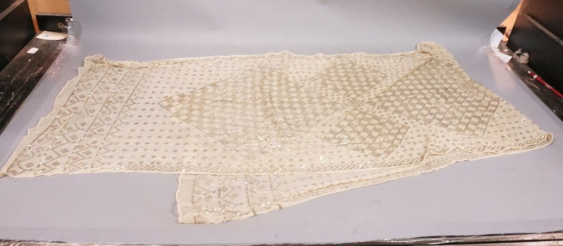 Antique Vintage Art Deco Asset Silver Shawl. Crea (1 of 8)