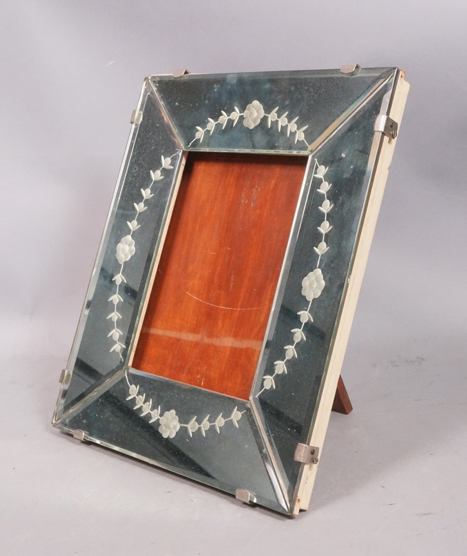 Etched Table Top Mirror. Mounted on wood (1 of 9)