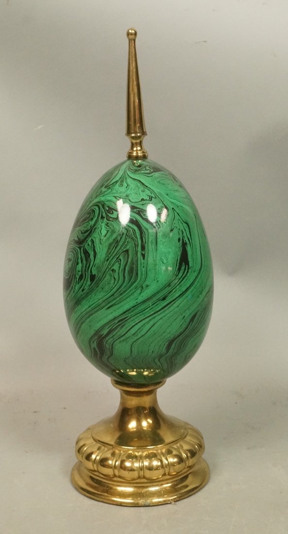 Fornasetti style Faux Malachite Egg Sculpture on (1 of 7)