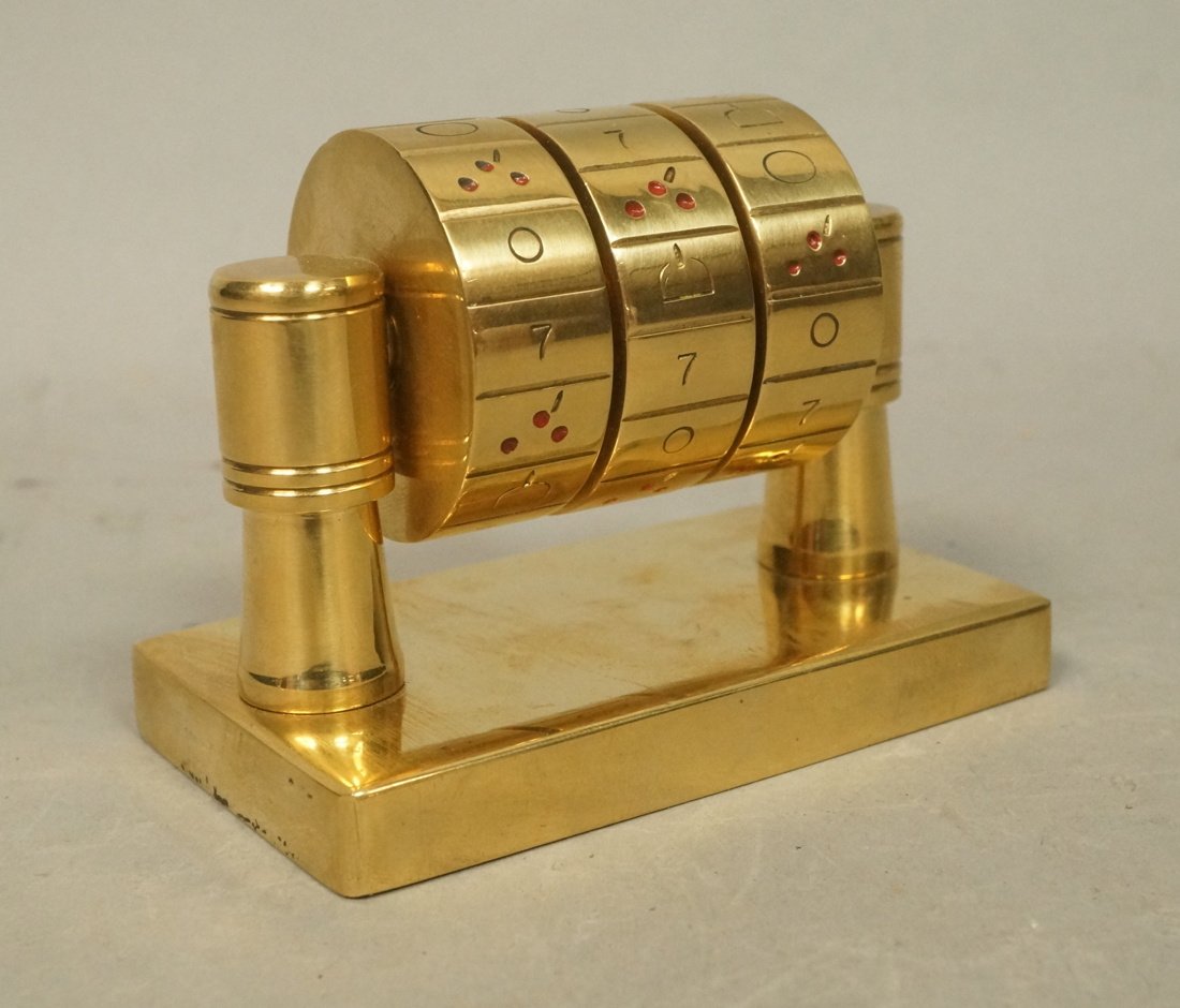 Modernist Brass D. GREKIN Table Object. Three whe (1 of 6)