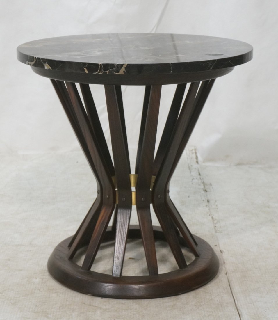 Marble Top DUNBAR Side Table. Corseted Walnut Ban (1 of 7)