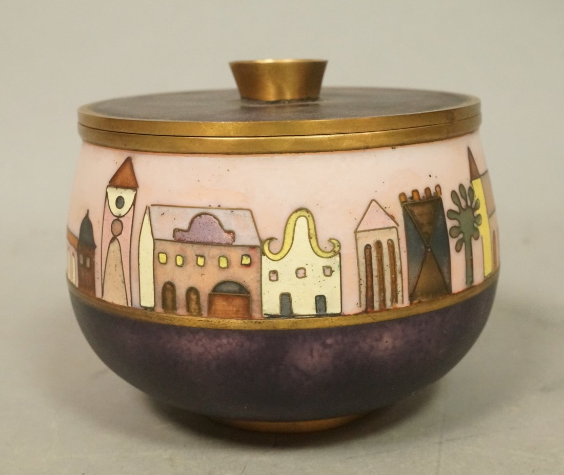 Austrian Enamel Lidded Box. Signed K Ruo.  Amethy (1 of 7)