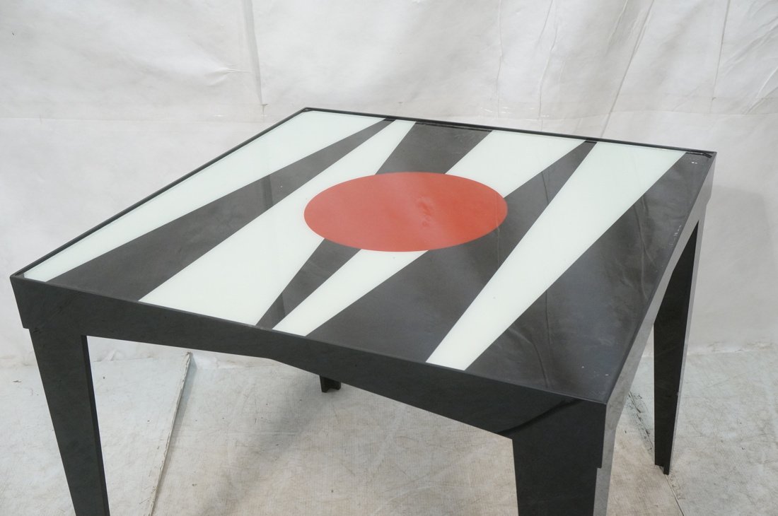 Graphic Red Cream & Black Art Side Table. Black L (1 of 7)