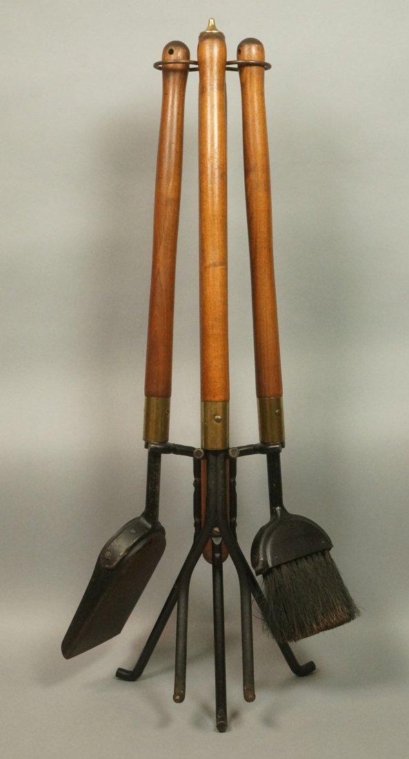 Set Fireplace Tools. Wood shafts. Stand with 3 to (1 of 6)