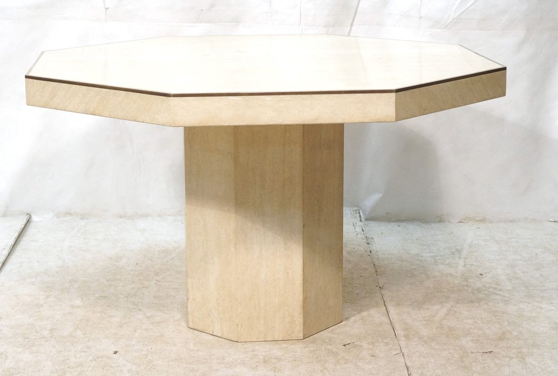 PROBBER style Travertine Octagonal Dining Table. (1 of 8)