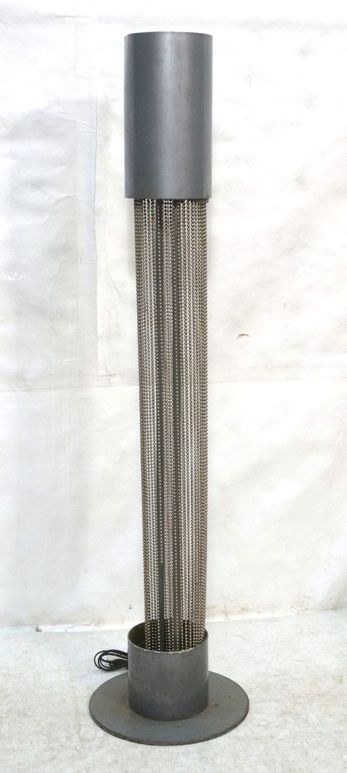 Modernist Silver Metal Column Floor Lamp. Metal B (1 of 7)