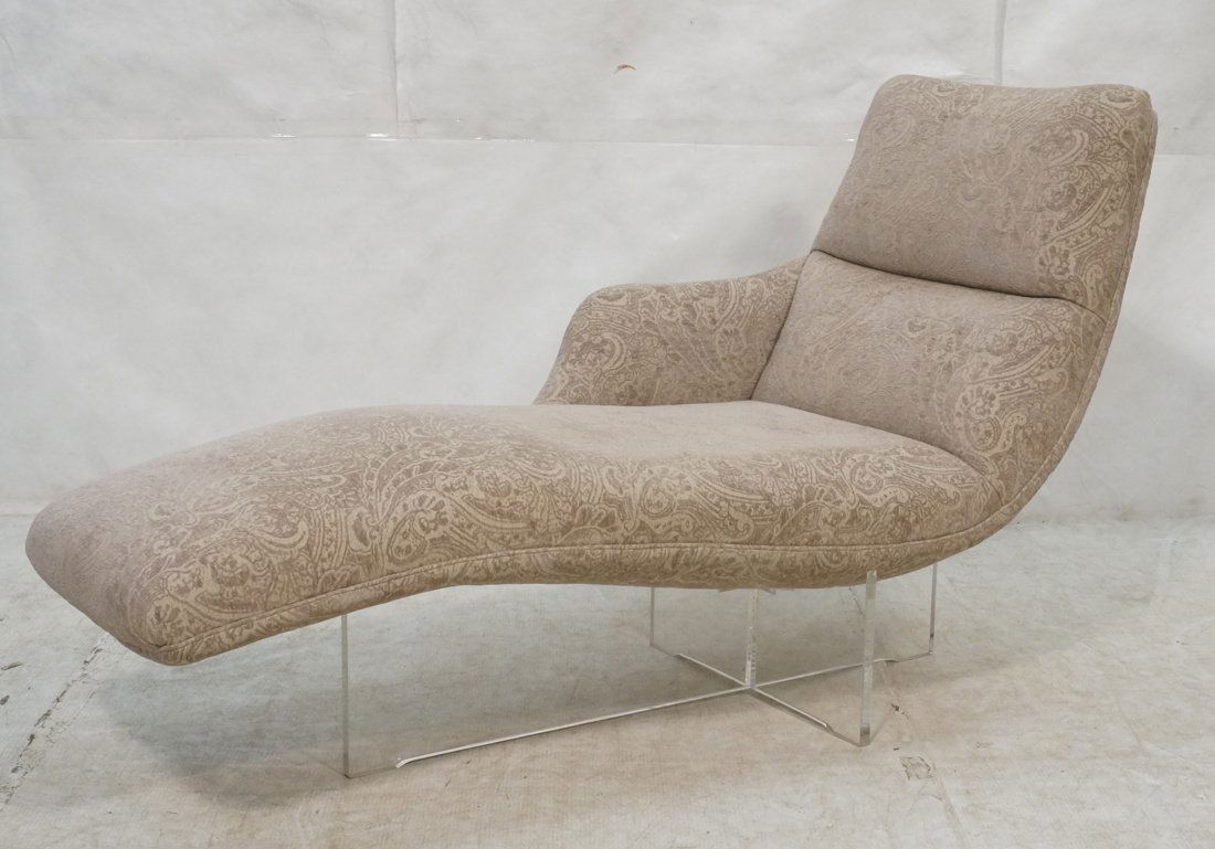 VLADIMIR KAGAN Lucite Base Chaise Lounge. Neutral (1 of 7)