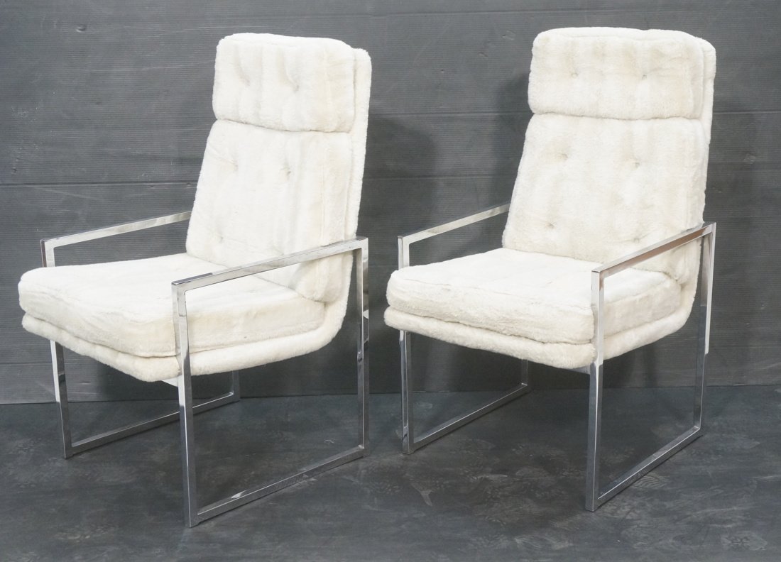 Pr Baughman style Chrome Side Chairs. Chrome squa (1 of 8)