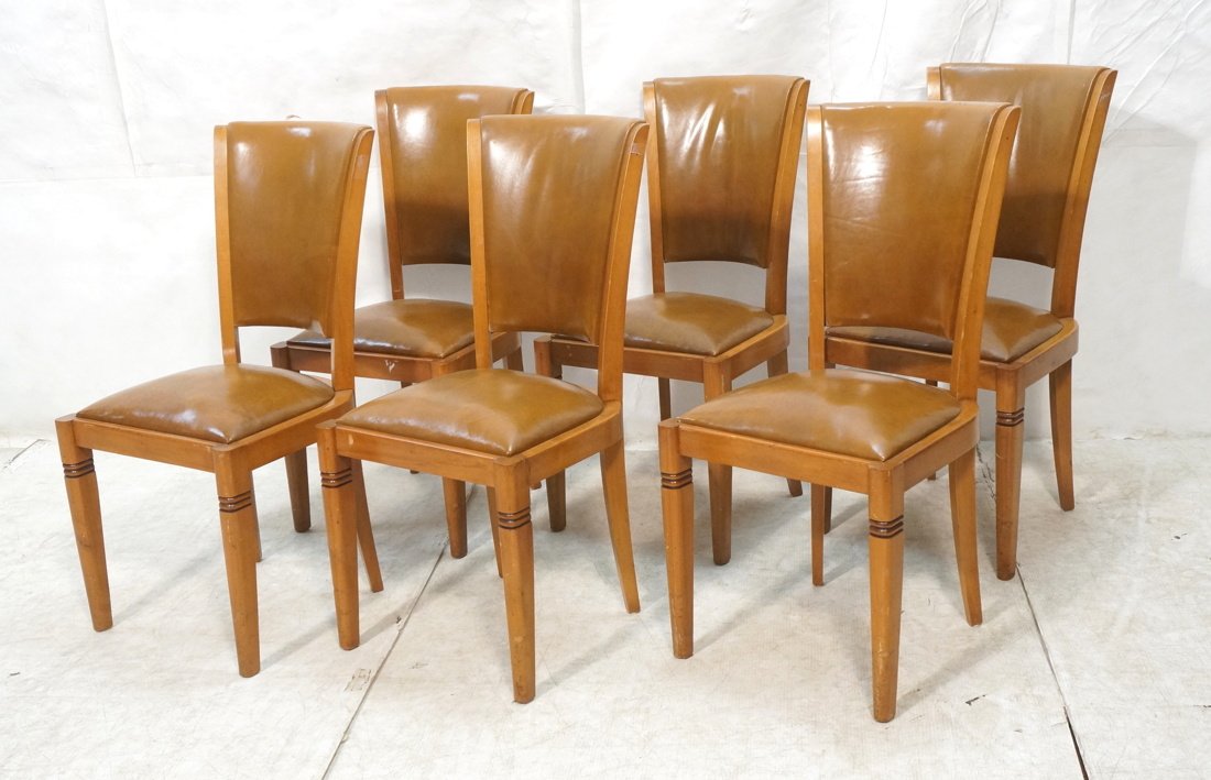 Set 6 Tall Flared Back Dining Chairs. Light brown (1 of 9)