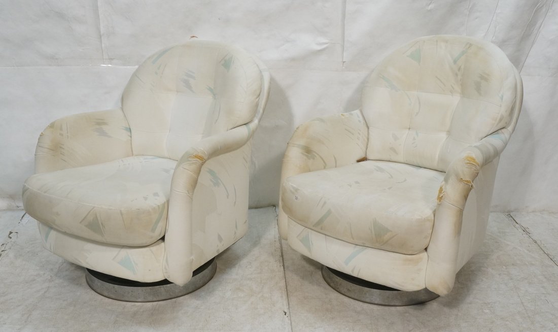 Pr MILO BAUGHMAN Chrome Swivel Base Lounge Chairs (1 of 10)