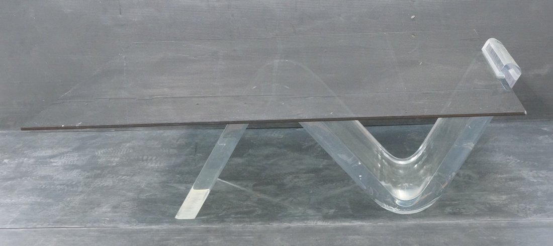 70's Modern Large Square Smoked Glass Cocktail Ta (1 of 7)