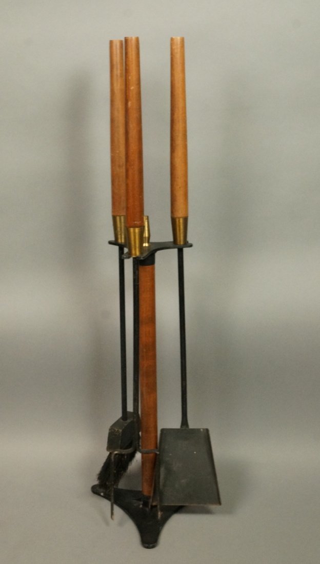 Fireplace Tool Set. Tapered wood handles with bra (1 of 7)