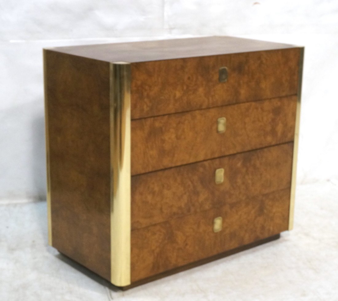 CENTURY Burl Wood Bachelors Chest.  Brass trim & (1 of 10)
