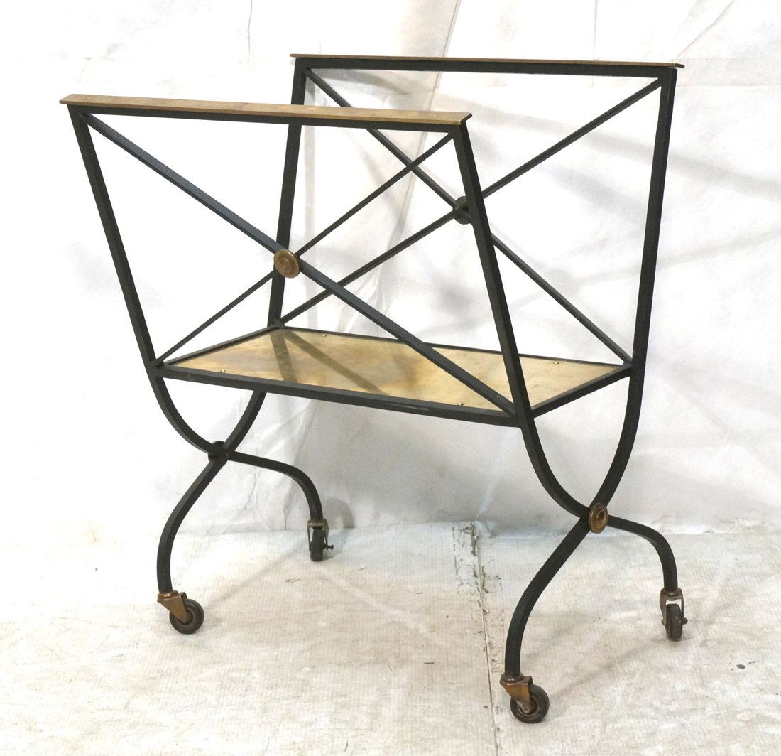 Regency Style Rolling Cart. Black iron with brass (1 of 7)