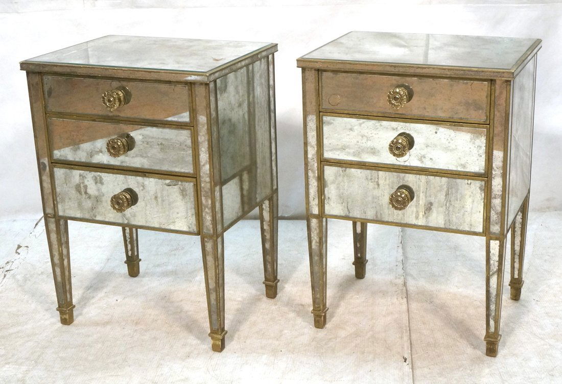 Pr Regency Decorator Mirrored 3 Drawer Night Stan (1 of 7)