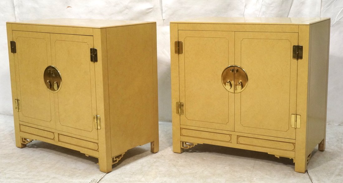 2pc WHITE FURNITURE CO Asian Two Door Cabinets. P (1 of 8)