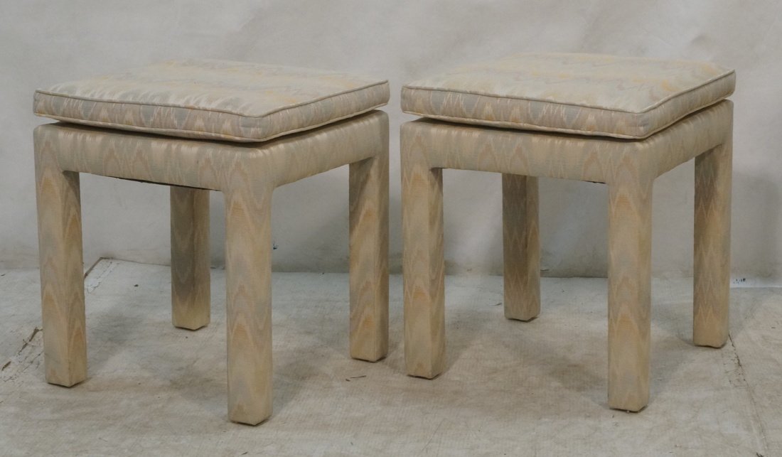 Pr Parsons style Upholstered Square Stool Benches (1 of 7)