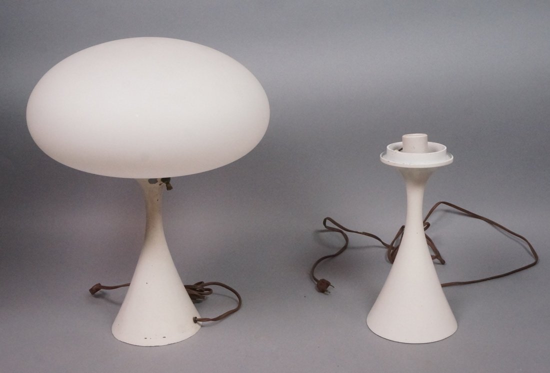 2pc Laurel Mushroom Table Lamps. White painted me (1 of 8)