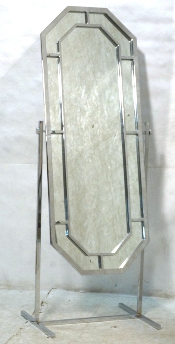 Standing Hexagonal Cheval Mirror. Modernist. Chro (1 of 8)
