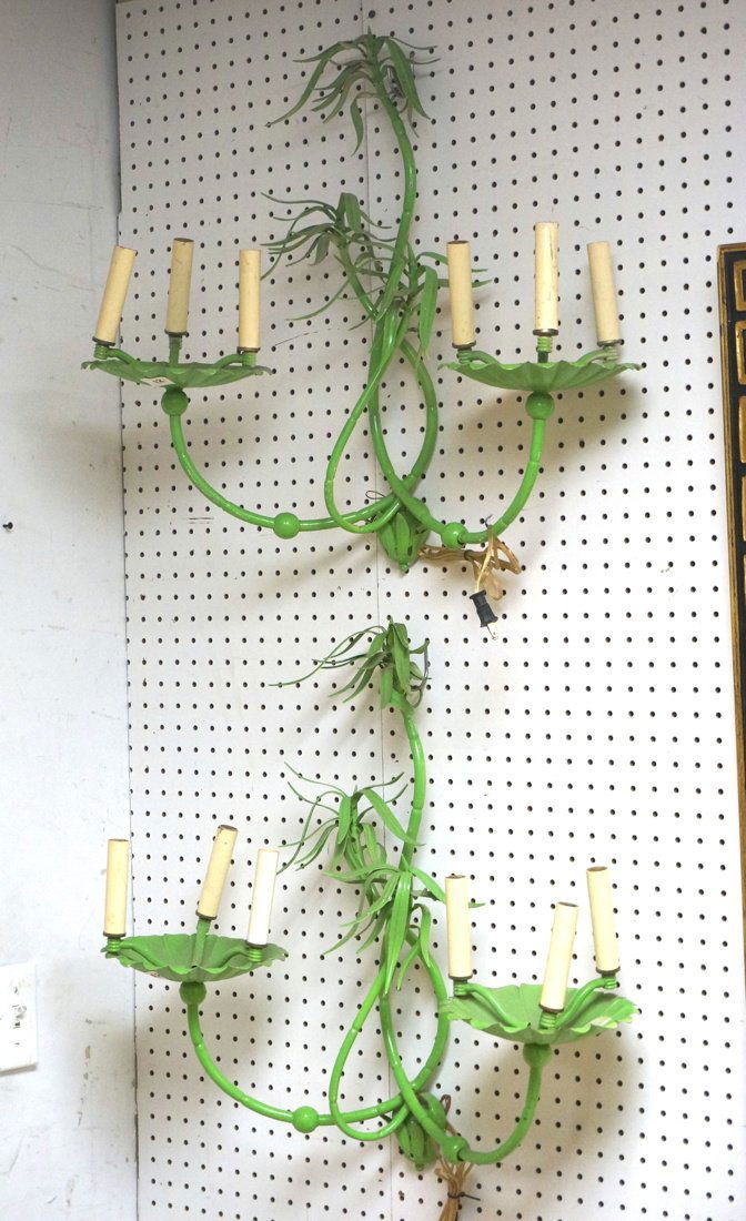 Pr Decorator Faux Bamboo Metal Wall Sconces. Lime (1 of 8)
