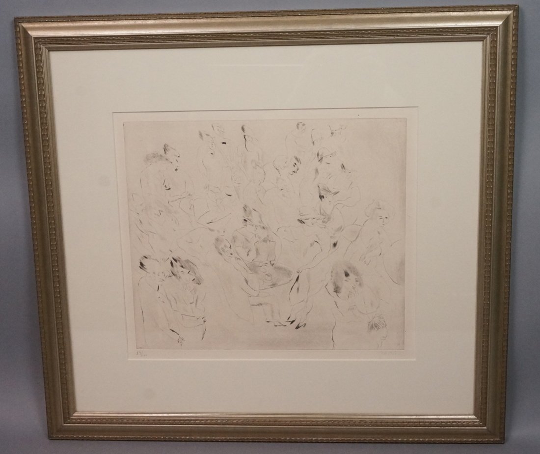 Pencil signed Etching. Couples in Conversation. F (1 of 7)