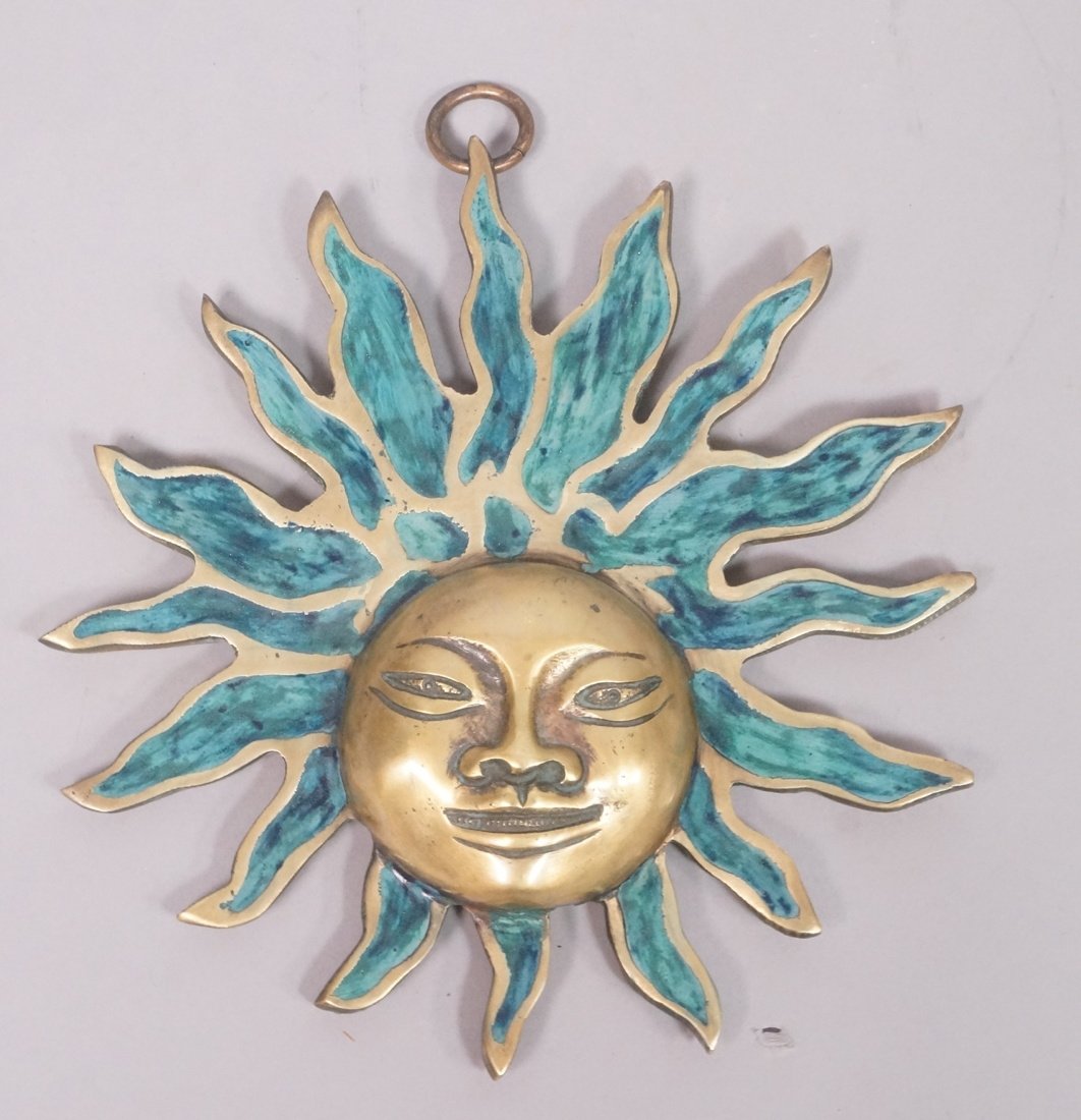 PEPE MENDOZA Bronze Inlaid Sun Wall Hanging. Mexi (1 of 8)