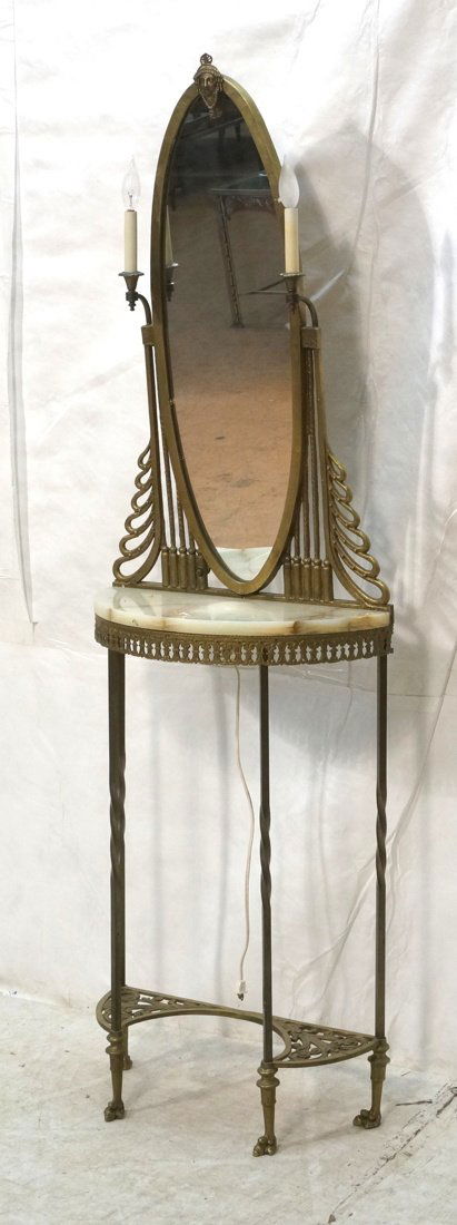 P. E GUERIN Antique Brass & Onyx Wall Table. SIGN (1 of 10)