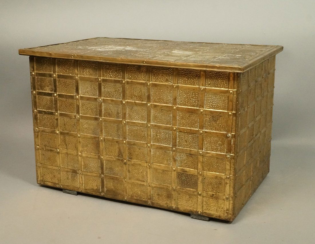 Studded Brass Storage Box Trunk. Hinged lid. Stud (1 of 8)