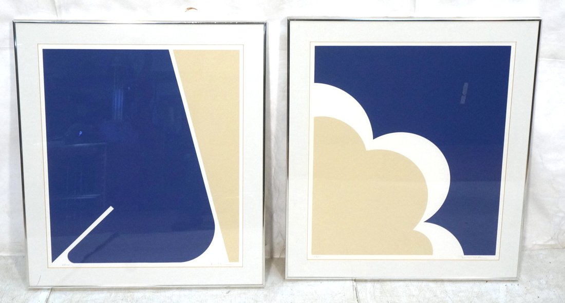 Pr FRANK LANDAN Abstract Silkscreen Prints. Blue (1 of 9)