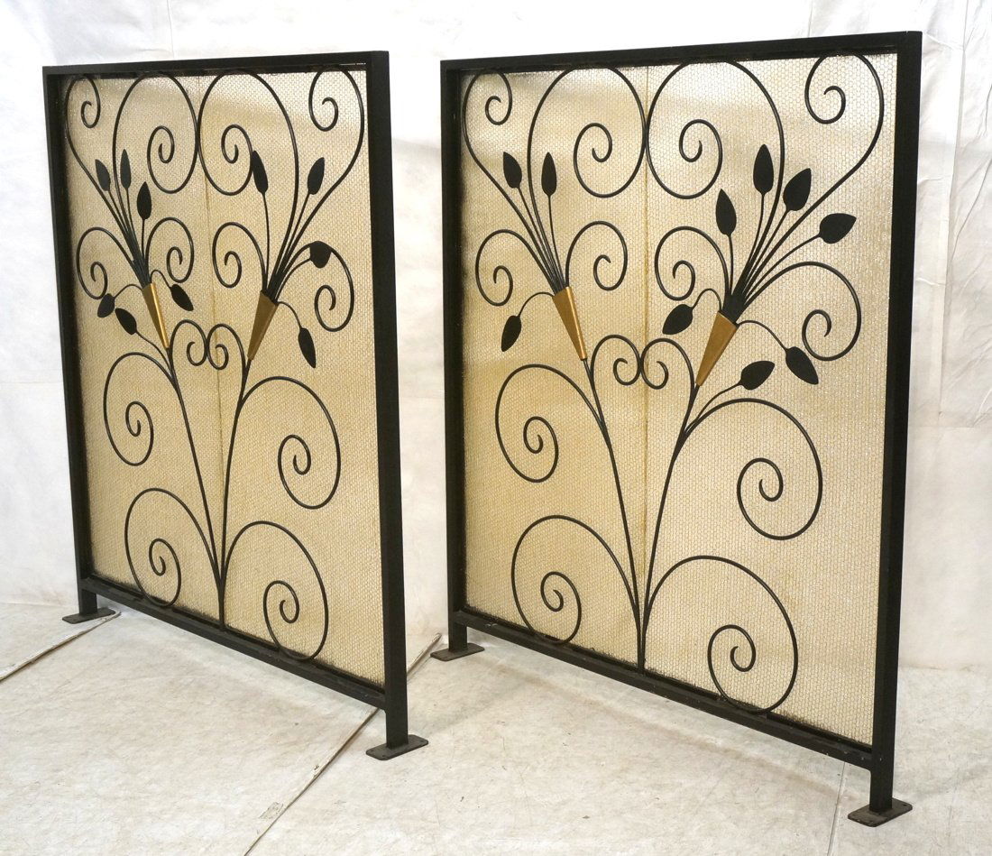 Two Black Metal Screens. Room Dividers. Leaf patt (1 of 10)