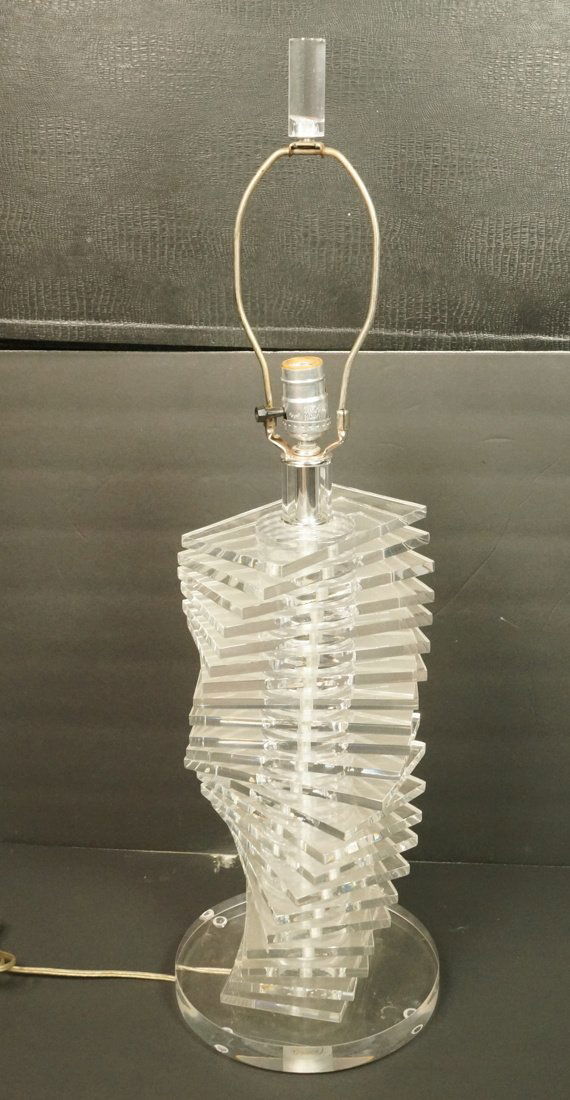 Spiral Stacked Lucite Lamp. Modernist. Matching f (1 of 9)