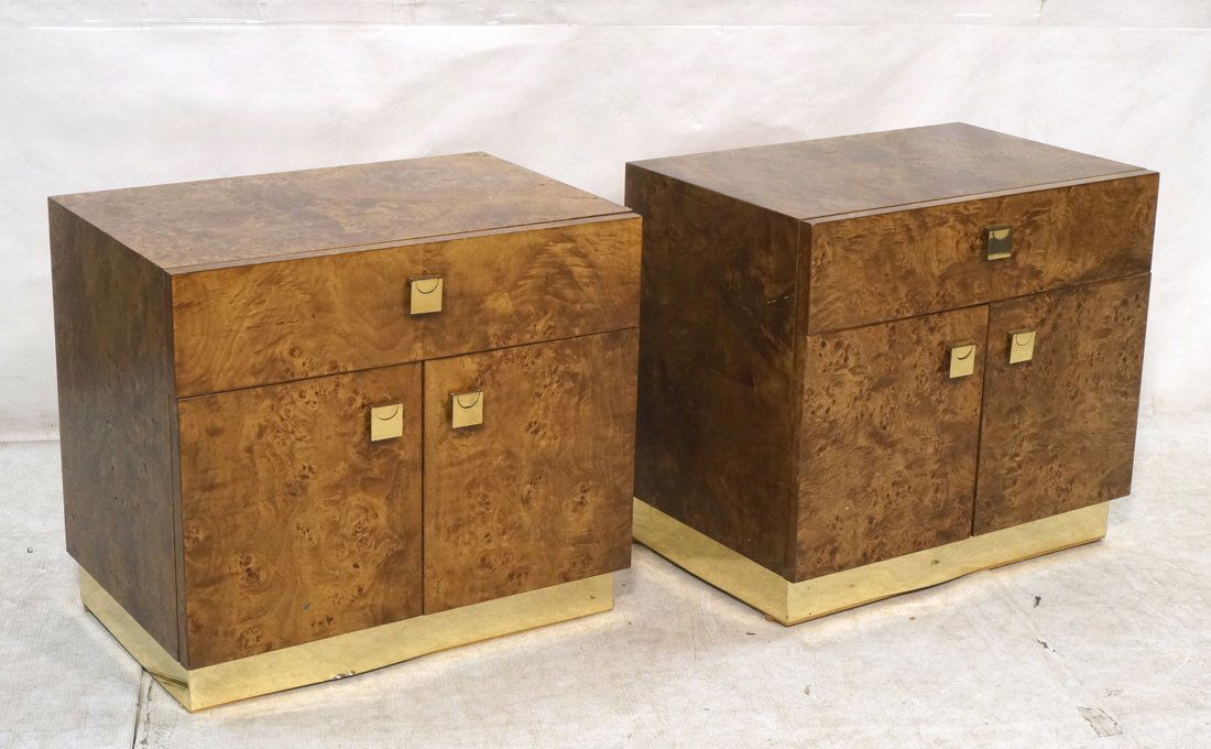 FOUNDERS Burl Wood  Side Tables Night Stands. Bra (1 of 10)