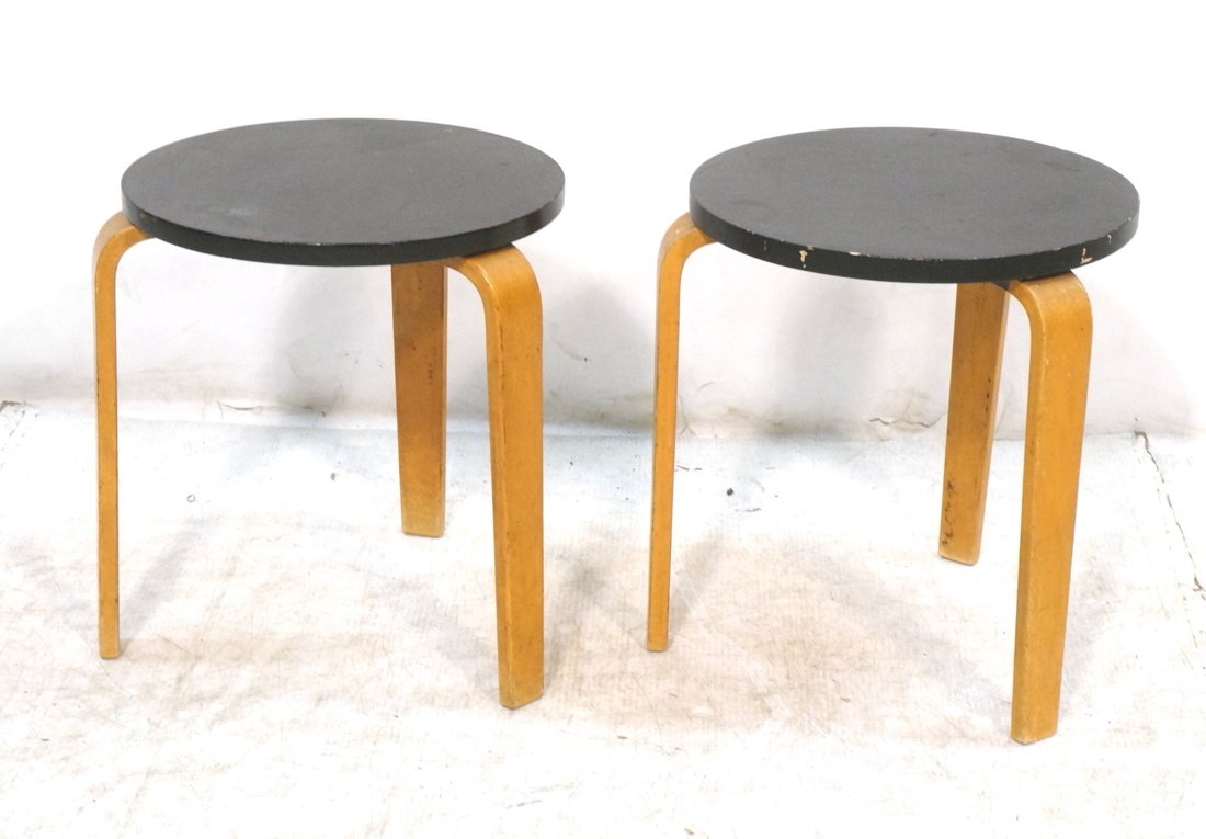 Pr ALVAR AALTO Stack Tables Stools. Blond legs wi (1 of 9)