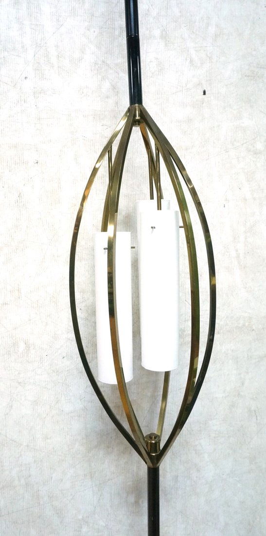 Black Metal & Brass Tension Floor Lamp. Three cyl (1 of 9)
