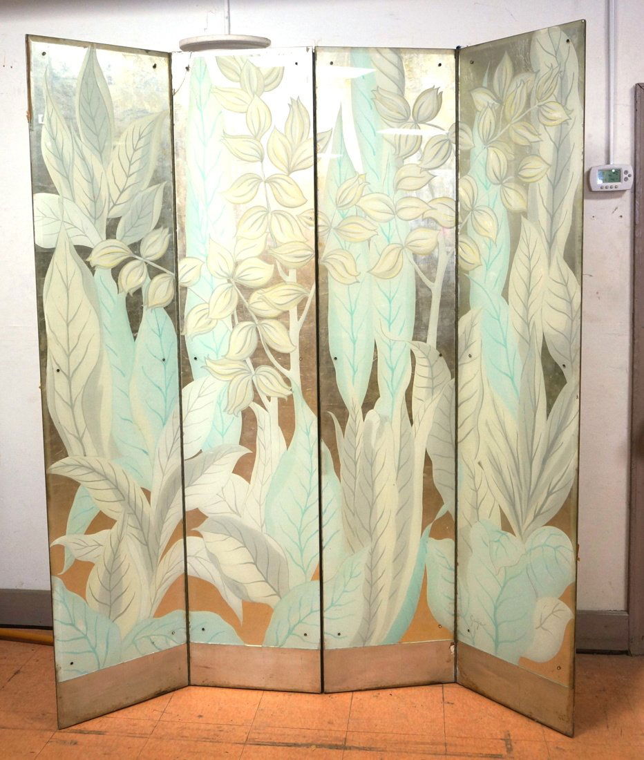 Decorator ART DECO Silver Leaf Folding Screen. Fo (1 of 10)