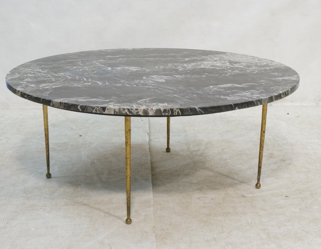 Marble Top Round Coffee Cocktail Table. Italian. (1 of 9)