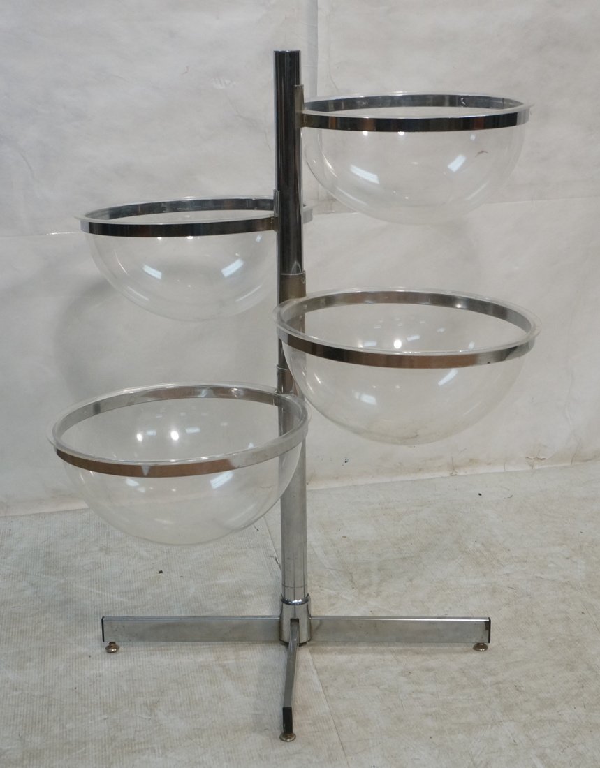 Chrome & Plastic Display Planter Stand.   Four le (1 of 8)