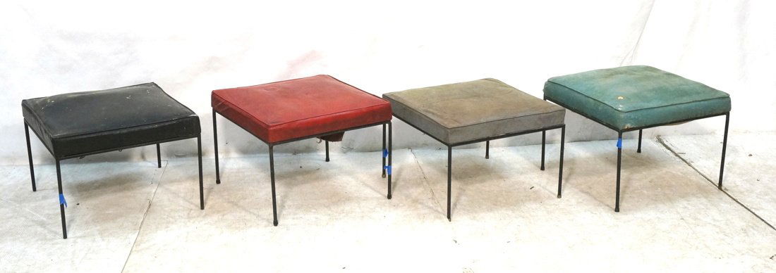 4 PAUL McCOBB Iron Bench Stools. Black iron frame (1 of 10)