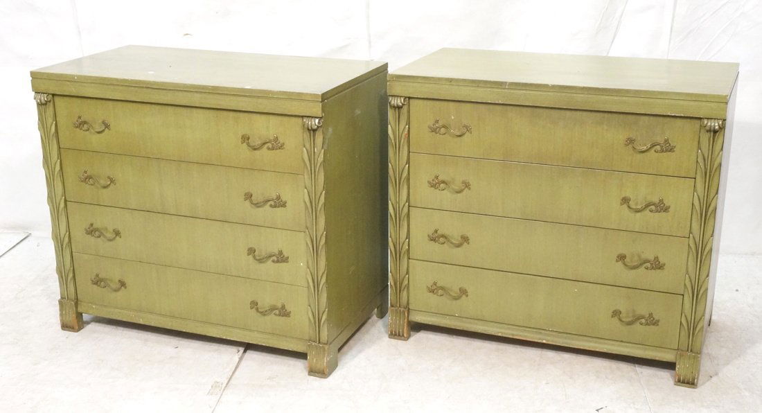 Pr Green Painted JOHN STUART 4 Drawer Chests. GRO (1 of 10)